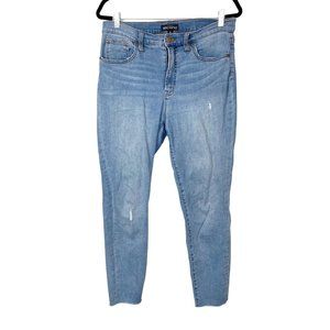 J. Crew Factory Woman's Sz 31High Rise Medium Wash Skinny Jeans Frayed Acid Wash